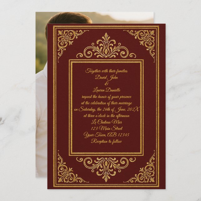 Invitación a foto de filigrana en Grabado en relie (Anverso / Reverso)