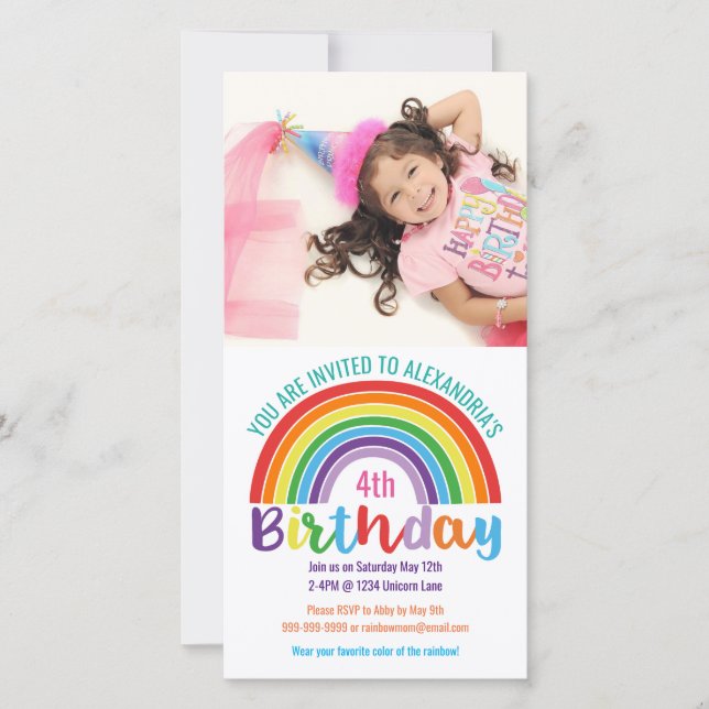 Invitación a foto de Personalizado de cumpleaños R (Anverso)