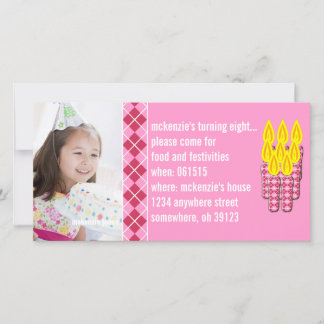 Invitación a foto de Pink Argyle Birthdy
