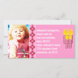 Invitación a foto de Pink Argyle Birthdy