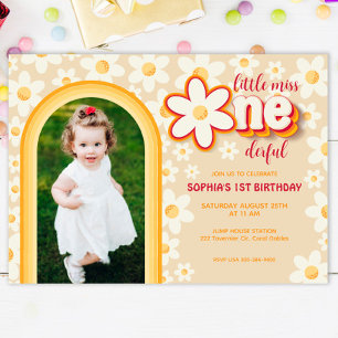 Invitación a foto de primer cumpleaños de Rainbow