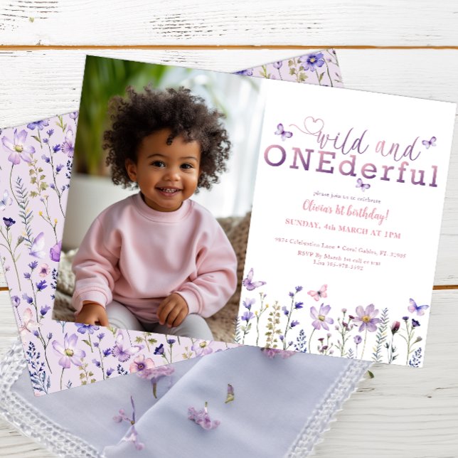 Invitación a foto de primer cumpleaños de Wild and (Wild & Onederful 1st Birthday Invite)
