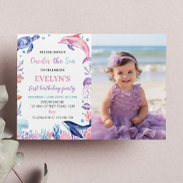 Invitación a foto de primer cumpleaños del Chica d