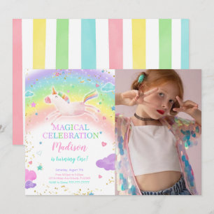 Invitación a foto de Rainbow Unicorn