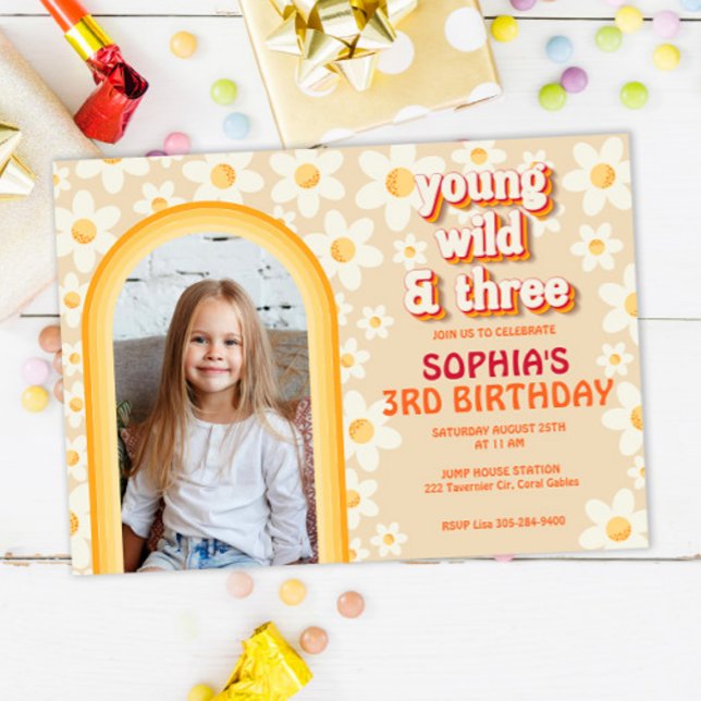 Invitación a foto de tercer cumpleaños de Retro Da (Subido por el creador)