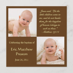 Invitación a foto del bautismo con verso bíblico