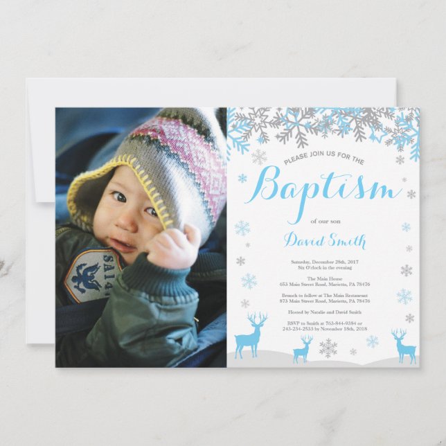 Invitación a foto del bautismo del niño venado de  (Anverso)
