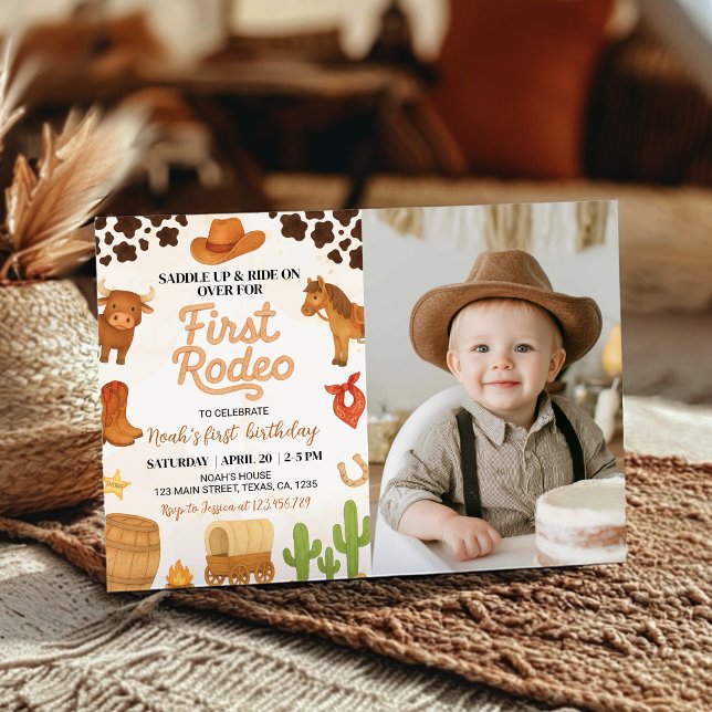 Invitación a foto del primer rodeo de Western Cowb (Subido por el creador)