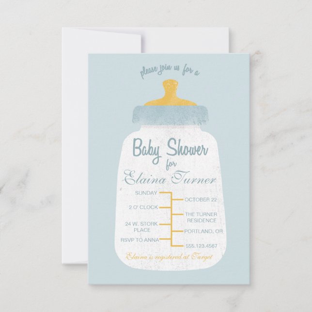 Invitación a frasco de bebé Baby Shower (Anverso)