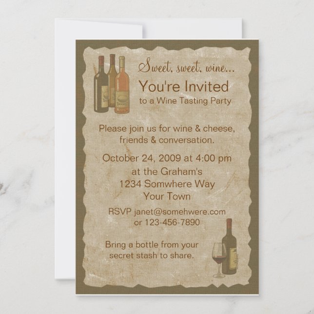 Invitación a frascos de vino de época (Anverso)