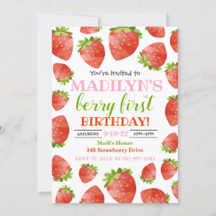 Invitación a fresa Berry Birthday Invitación