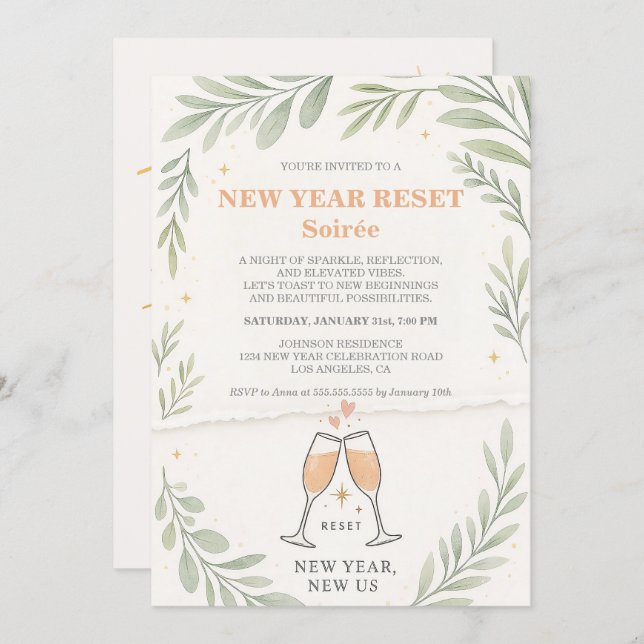 Invitación A Fresh Start Cocktail Party For Missed New Year (Anverso / Reverso)