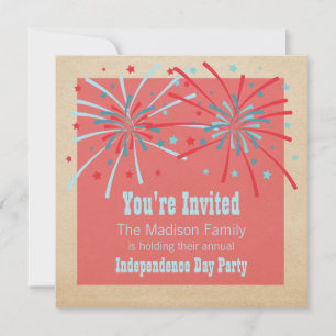 Invitación a fuegos artificiales patrióticos