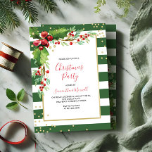 Invitación a función de navidades - franjas verdes