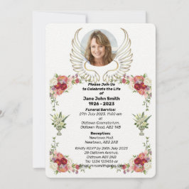 Invitación a funeral por Rosa personalizado Wings