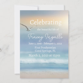 Invitación a funerales Seagull Ocean Sunset