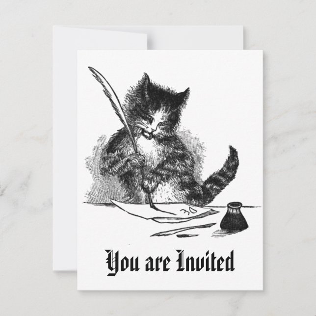 Invitación a gato vintage (Anverso)
