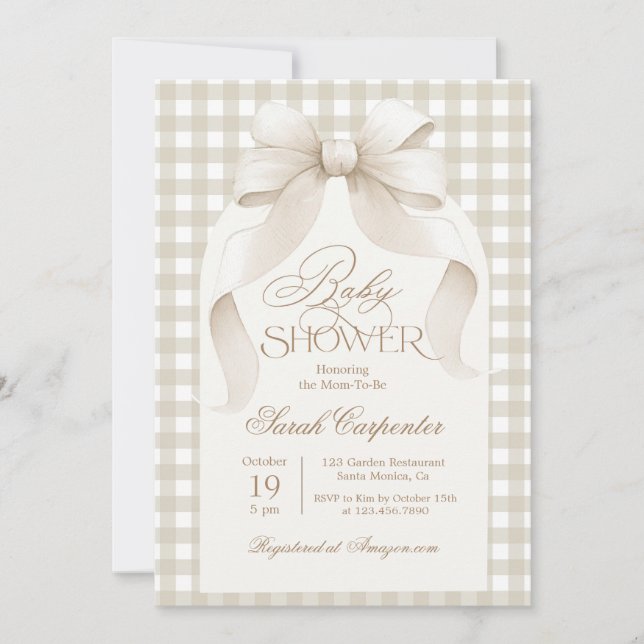 Invitación a Gingham Baby Shower (Anverso)