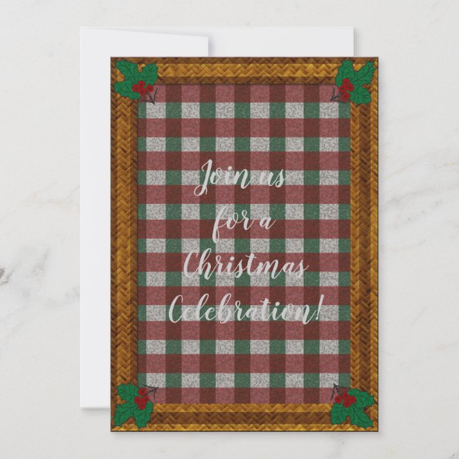 Invitación a Gingham de Navidad de los años 1940 (Anverso)