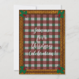 Invitación a Gingham de Navidad de los años 1940