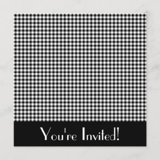 Invitación a Gingham en blanco y negro