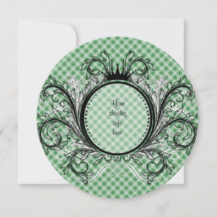 Invitación a Gingham en franja verde