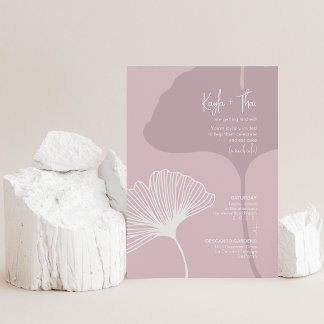 Invitación a Gingko Silhouette ・ Boda rosa moderno