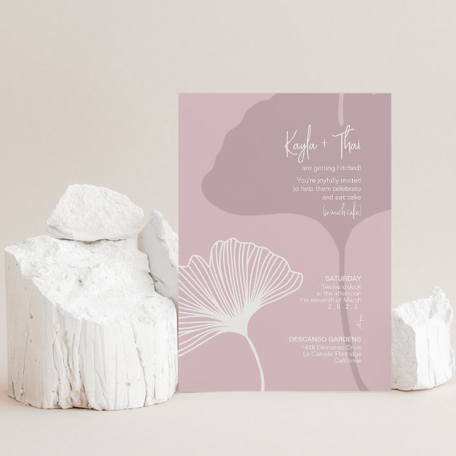 Invitación a Gingko Silhouette ・ Boda rosa moderno (Subido por el creador)
