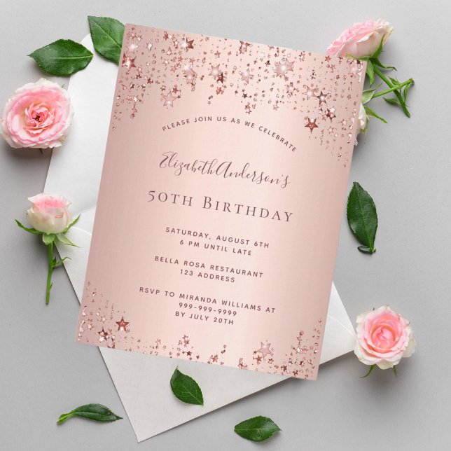 Invitación a glam de estrellas de oro de la fiesta (Subido por el creador)