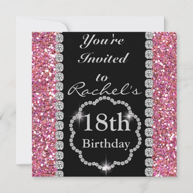 Invitación a GLAM por 18 cumpleaños (Anverso)