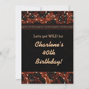 Invitación a Glitzy Glam Purpurina Leopard Cheetah