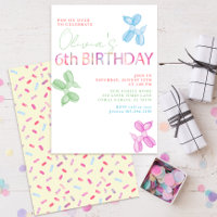 Invitación a globo de cumpleaños número 6