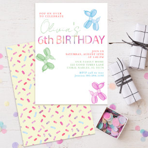 Invitación a globo de cumpleaños número 6