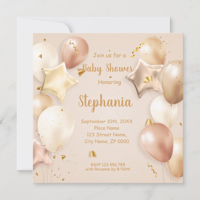 Invitación a globos Baby Shower (Anverso)
