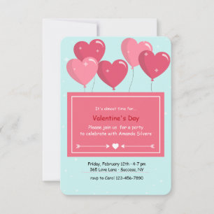 Invitación a globos con forma de corazón
