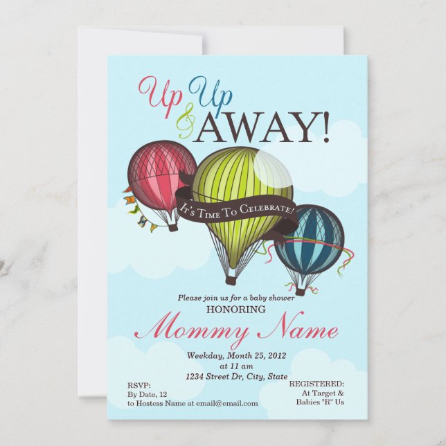 Invitación a globos de aire caliente de arriba a a (Anverso)