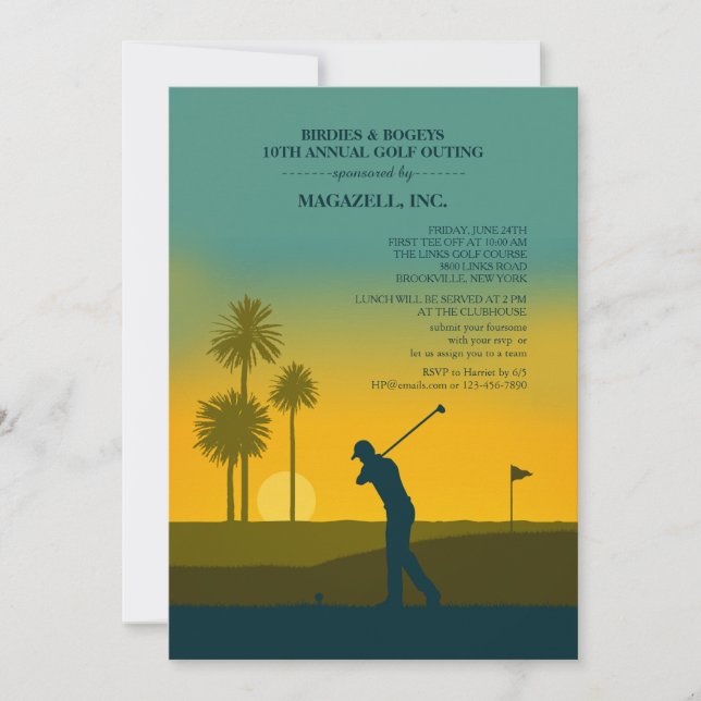 Invitación a Golfer por la mañana (Anverso)