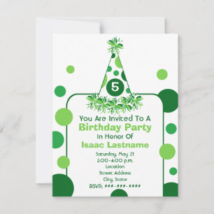 Invitación a Gorra del partido de cumpleaños Green