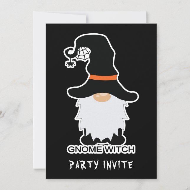 Invitación a Gorra negro de cabello blanco de bruj (Anverso)