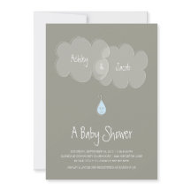 Invitación a gota Baby Shower gris/azul