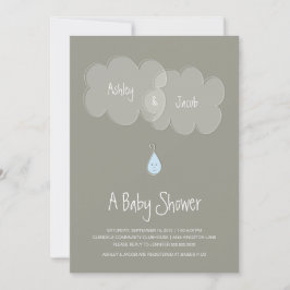 Invitación a gota Baby Shower gris/azul