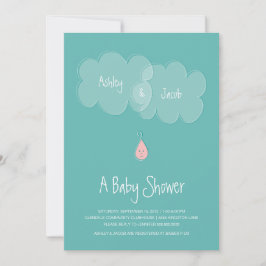 Invitación a gota de Baby Shower Aqua/Rosa