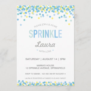 Invitación a gotas de agua, azul y verde