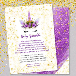 Invitación a gotas de unicornio de oro morado