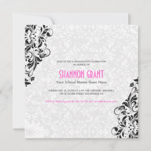 Invitación a Grad Elegante De Damascos Florales En
