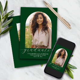 Invitación a graduación 2 fotos Arch Green