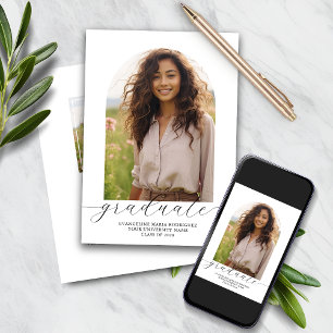 Invitación a graduación 2 fotos Arco Blanco