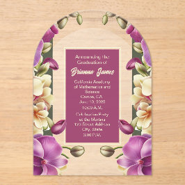 Invitación a graduación acrílica de orquídeas caut