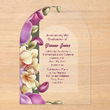 Invitación a graduación acrílica de orquídeas caut