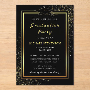 Invitación a graduación acrílica de Purpurina de o